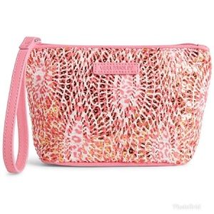 Vera Bradley Mesh Sequin Camocat Pink Wristlet New